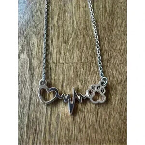 NWT Heart EKG and Paw Rose gold necklace